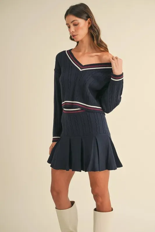 MABLE Cable-Knit Top and Pleated Skirt Sweater Set sold by Charming Charlie product image thumbnail 2