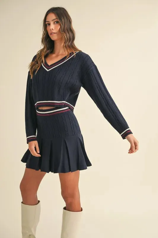 MABLE Cable-Knit Top and Pleated Skirt Sweater Set sold by Charming Charlie product image thumbnail 3