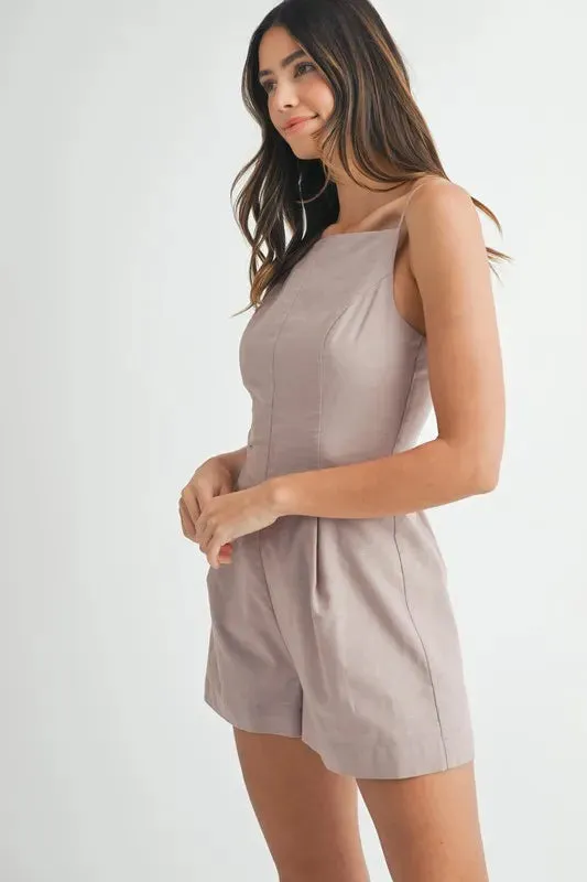 MABLE Adjustable Shoulder Strap Linen Romper sold by Charming Charlie product image thumbnail 2