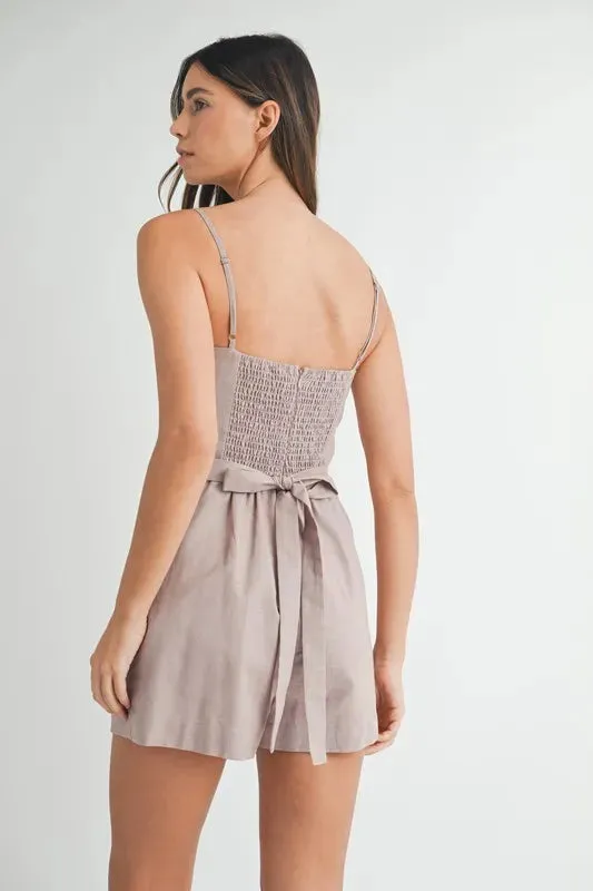 MABLE Adjustable Shoulder Strap Linen Romper sold by Charming Charlie product image thumbnail 5