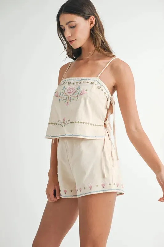 MABLE Embroidered Crop Top and Shorts Set sold by Charming Charlie product image thumbnail 4