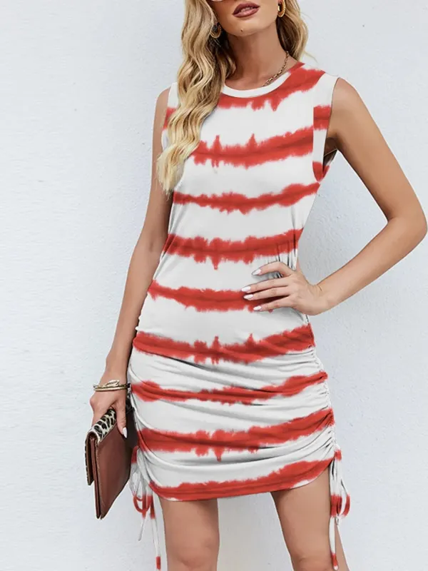 Drawstring Tie-Dye Sleeveless Mini Tank Dress sold by Charming Charlie