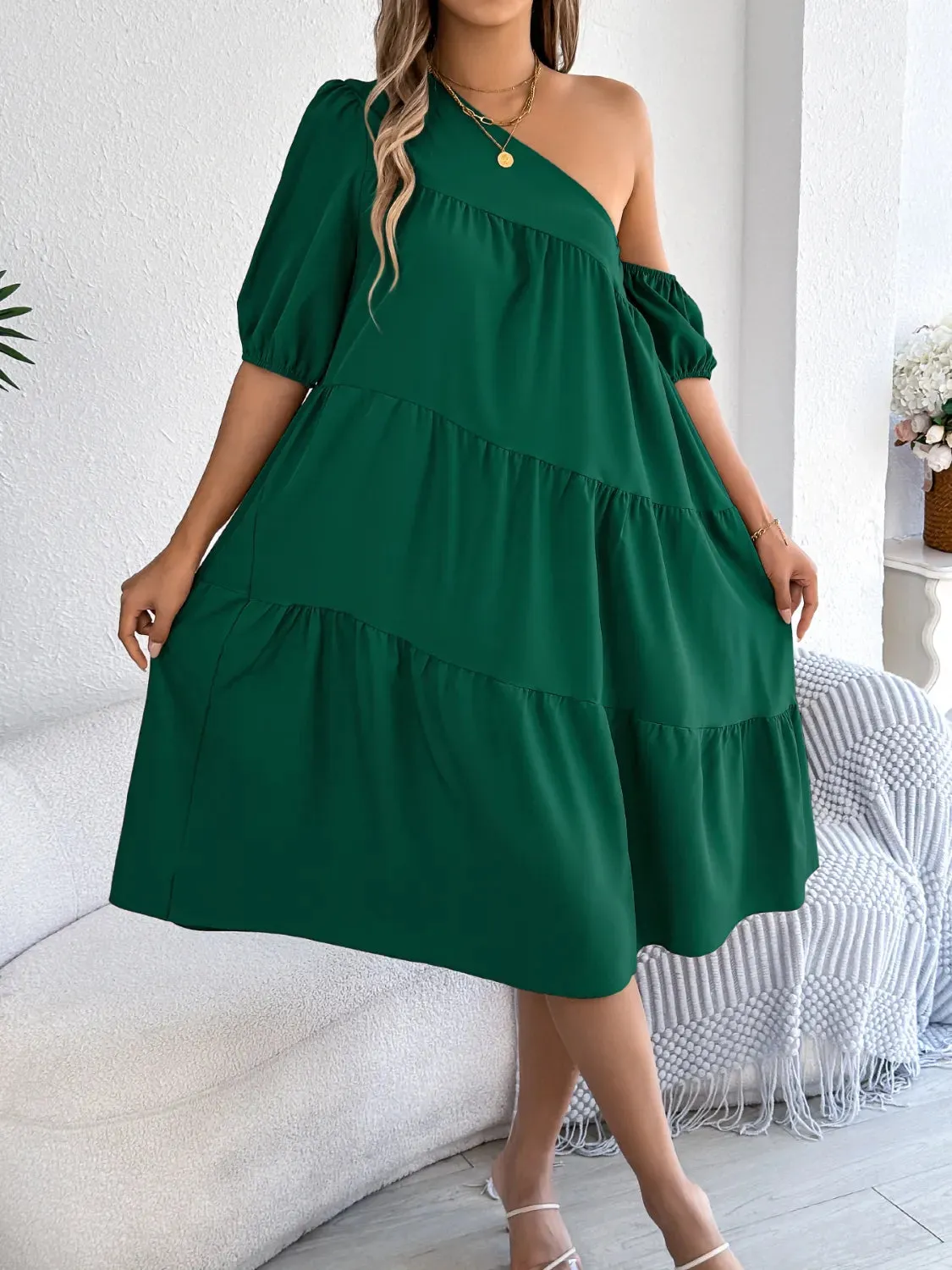 Single Shoulder Tiered Dress sold by Charming Charlie product image thumbnail 3