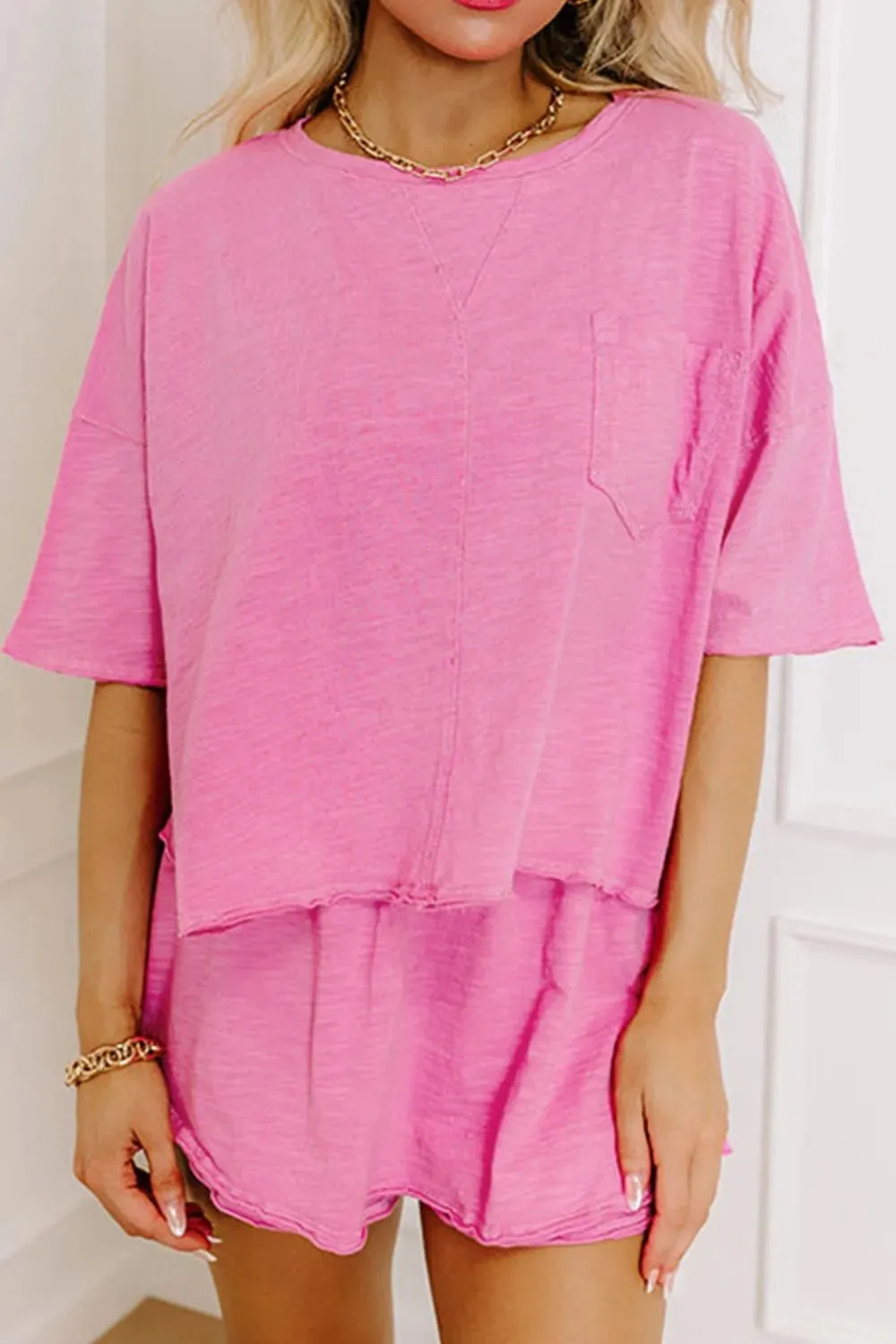 Round Neck Half Sleeve Top and Shorts Set sold by Charming Charlie product image thumbnail 4