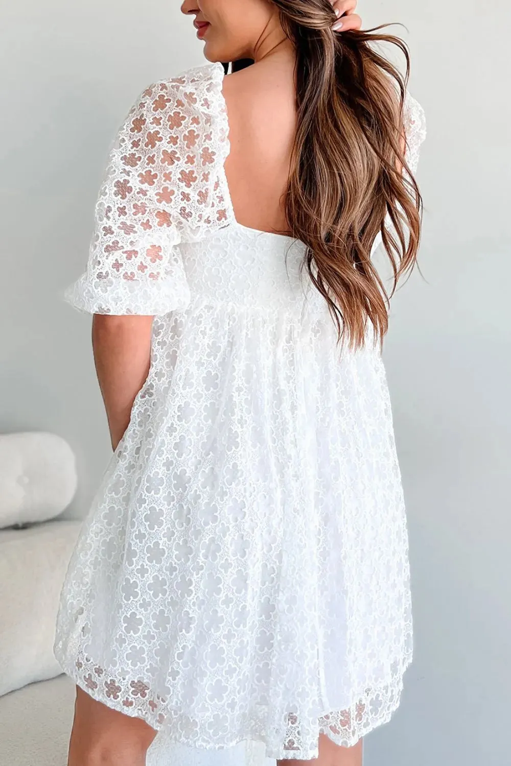 Lace Puff Sleeve Empire Waist Mini Dress sold by Charming Charlie product image thumbnail 5