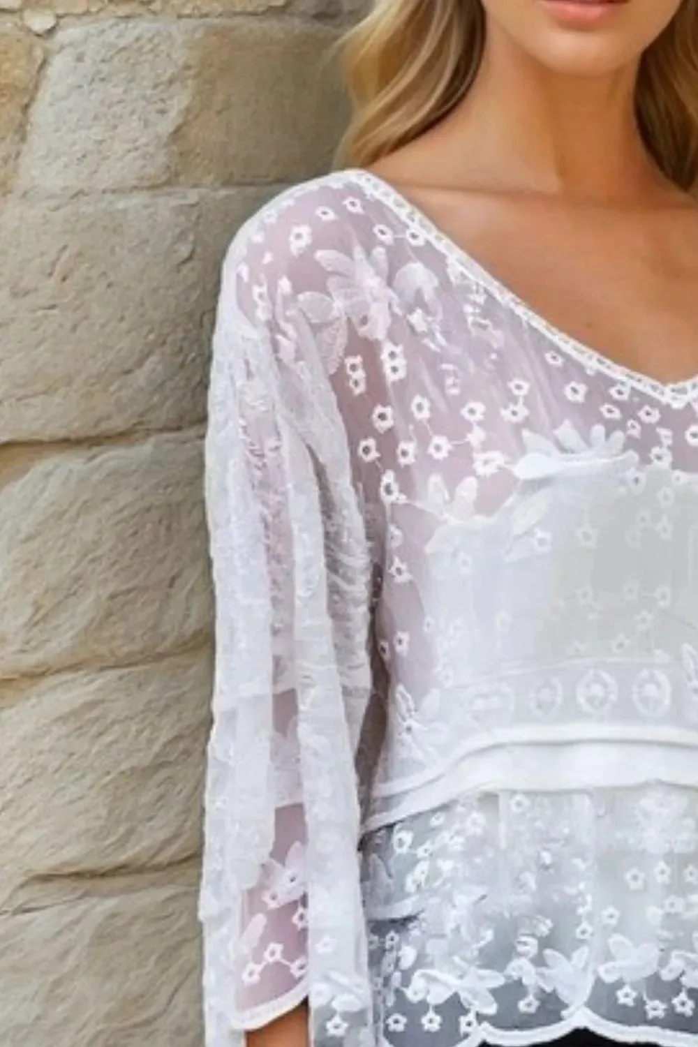 ADORA Bell Sleeve Lace Top sold by Charming Charlie product image thumbnail 3