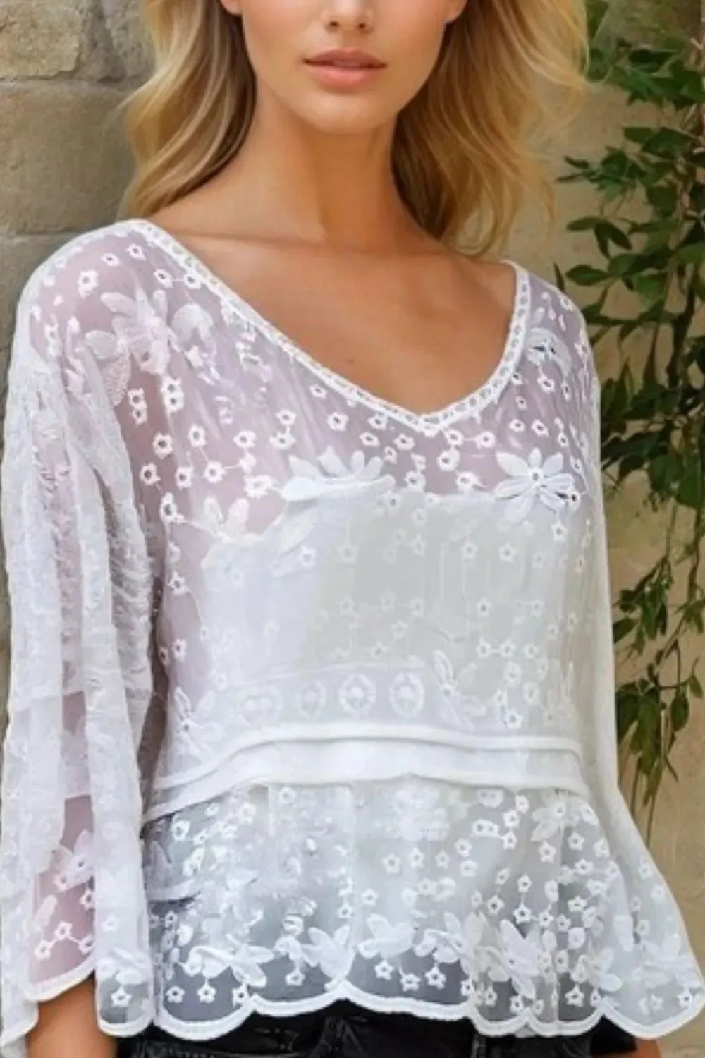 ADORA Bell Sleeve Lace Top sold by Charming Charlie product image thumbnail 2