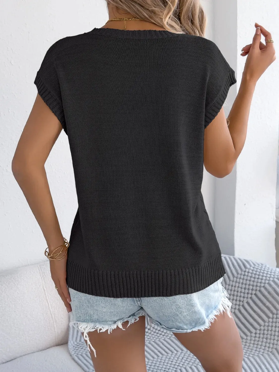 Cable-Knit Round Neck Knit Top sold by Charming Charlie product image thumbnail 5