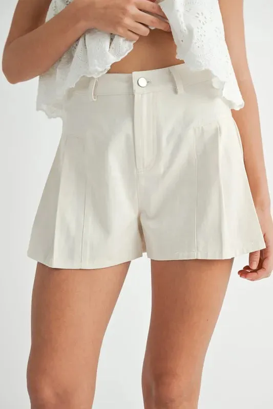 MABLE Pleated High Waist Twill Shorts sold by Charming Charlie