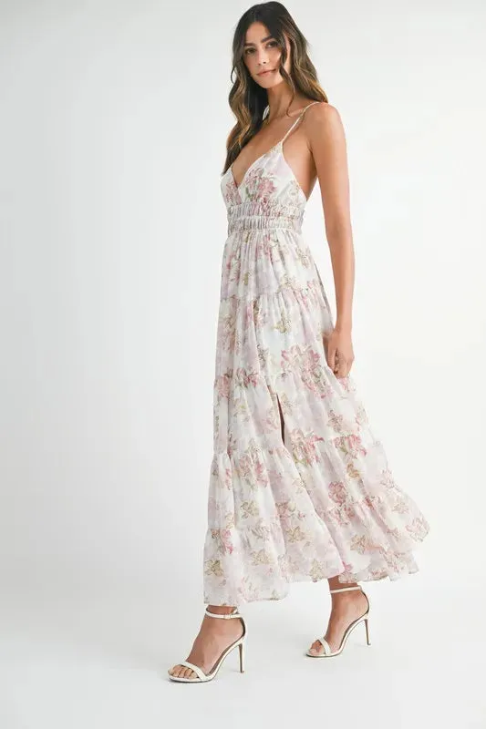 MABLE Floral Print Tiered Cami Maxi Dress sold by Charming Charlie product image thumbnail 4