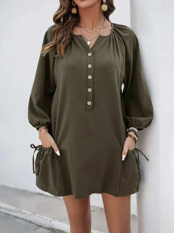 Button Front Balloon Sleeve Dress sold by Charming Charlie