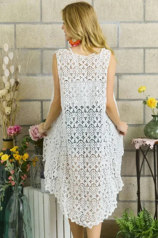 ADORA High-Low Crochet Open Front Knit Cover Up sold by Charming Charlie product image thumbnail 3