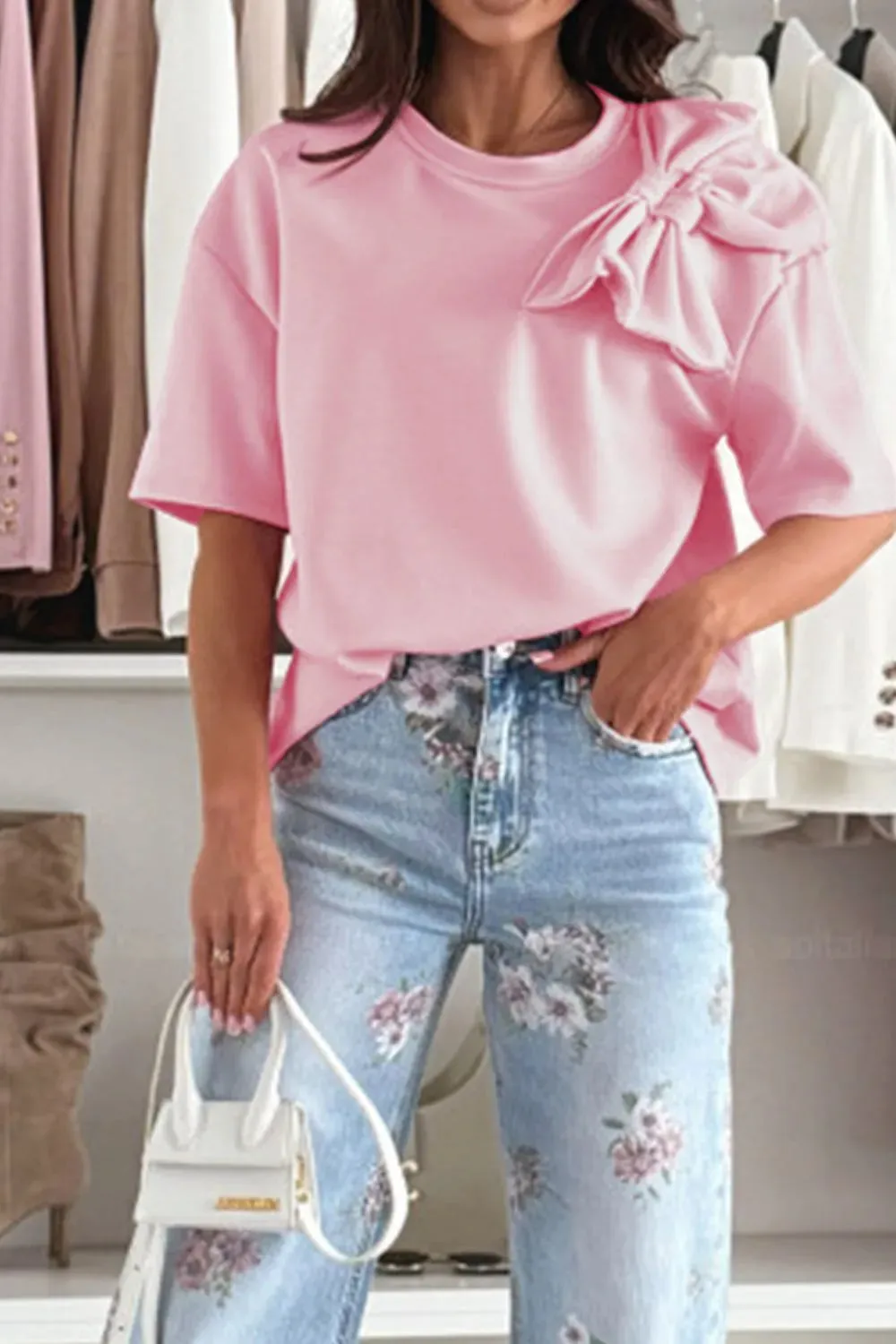 Bow Round Neck Short Sleeve T-Shirt sold by Charming Charlie product image thumbnail 2