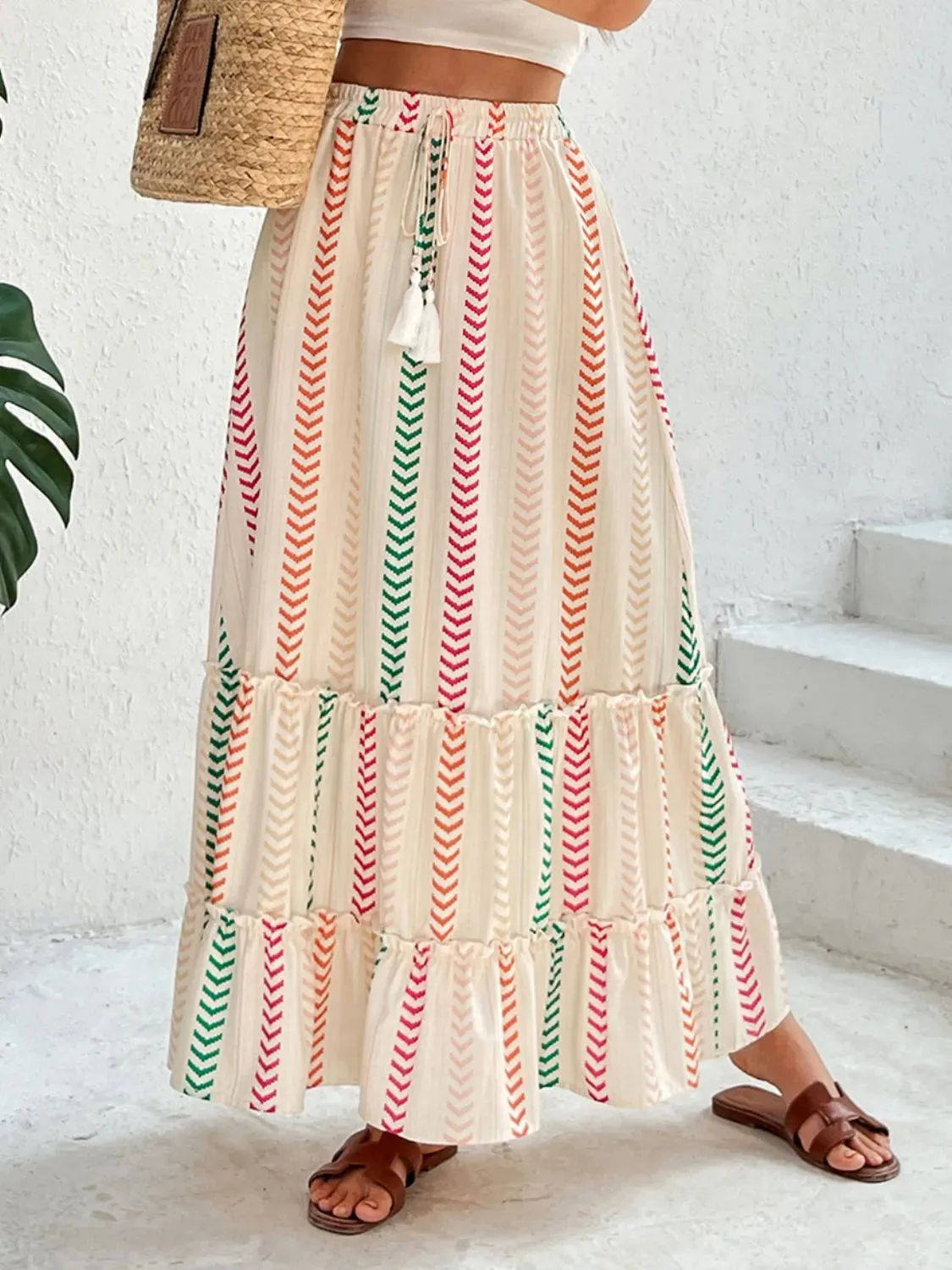 Frill Printed Maxi Skirt sold by Charming Charlie product image thumbnail 3