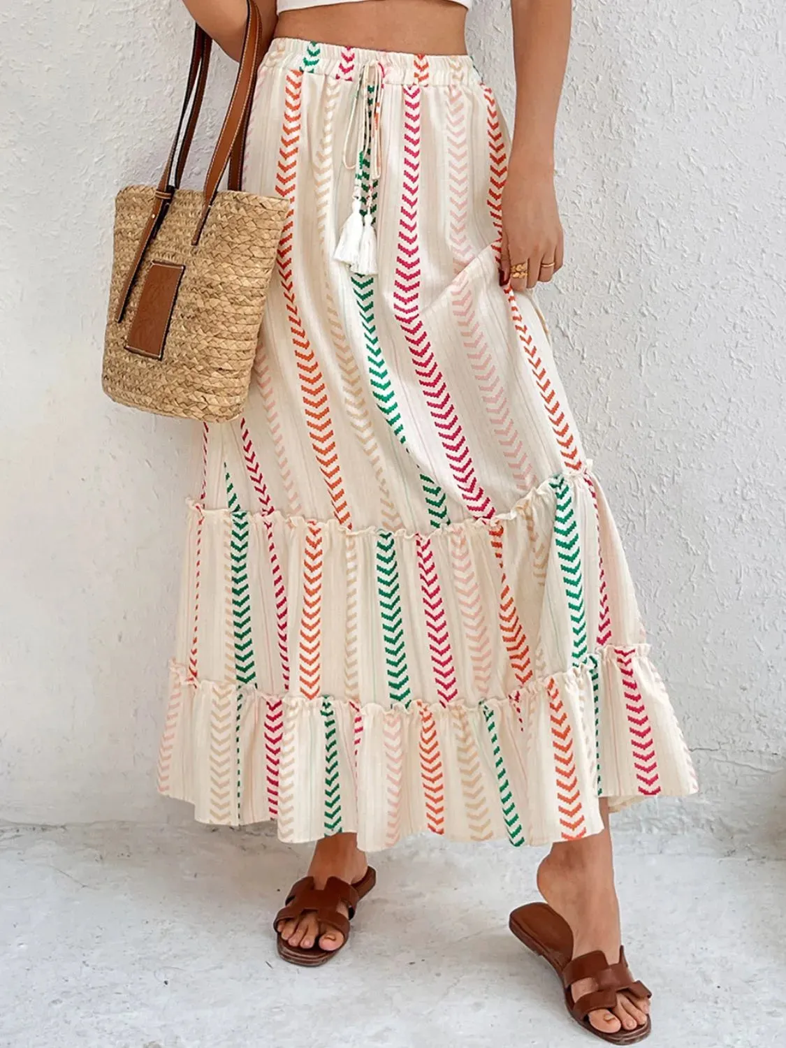 Frill Printed Maxi Skirt sold by Charming Charlie product image thumbnail 4