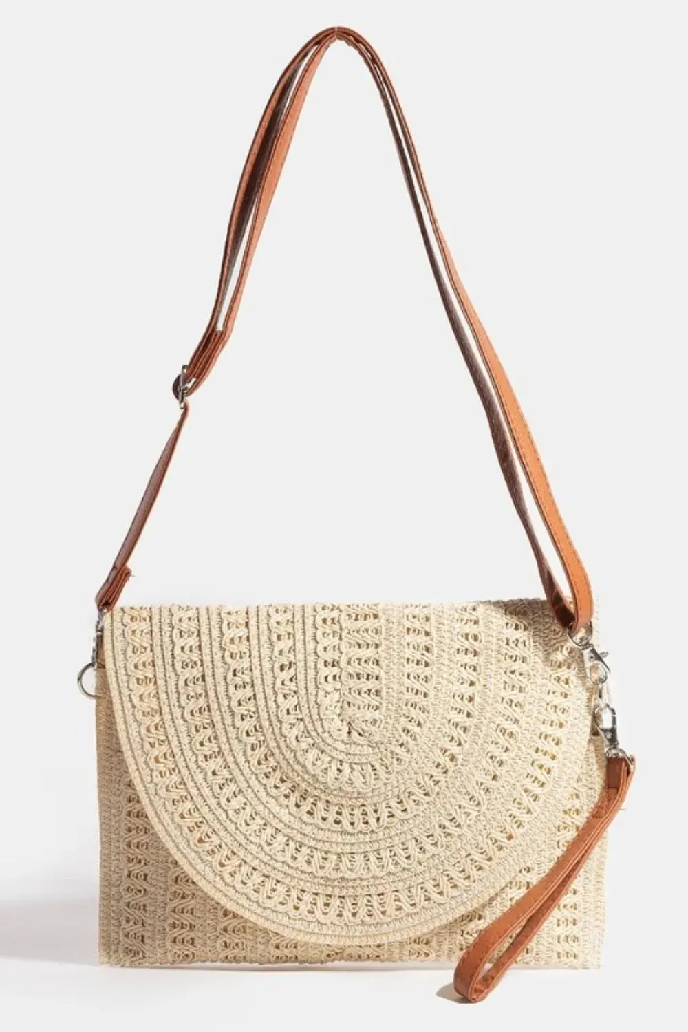 Fame Woven Pattern Straw Crossbody Bag sold by Charming Charlie