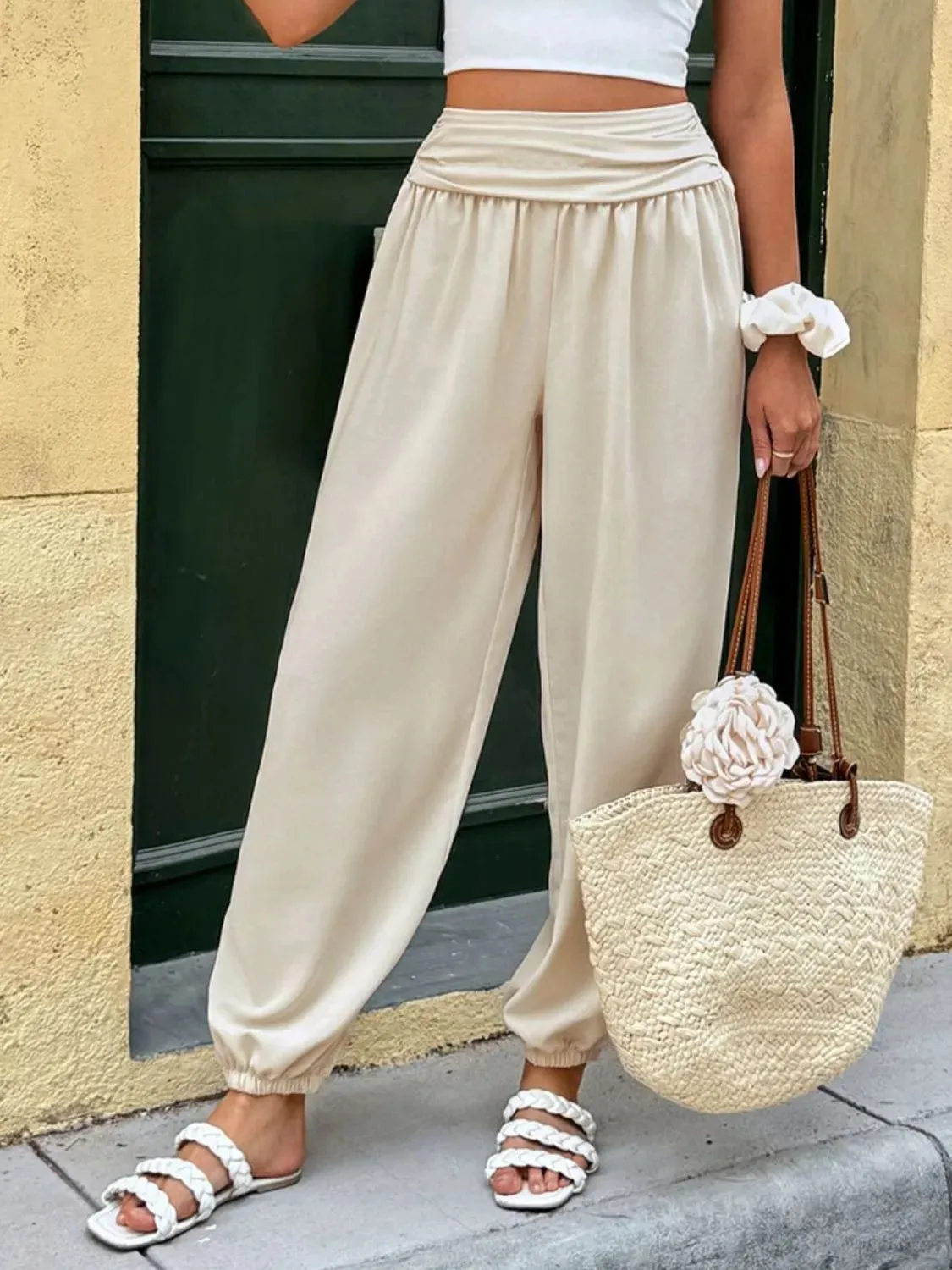 Ruched High Waist Joggers sold by Charming Charlie product image thumbnail 4