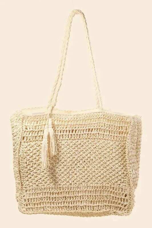 Fame Straw Knit Tote Bag sold by Charming Charlie