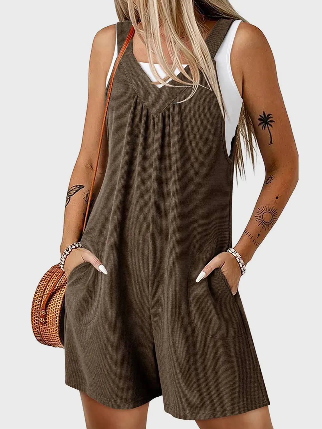 V-Neck Wide Strap Romper sold by Charming Charlie