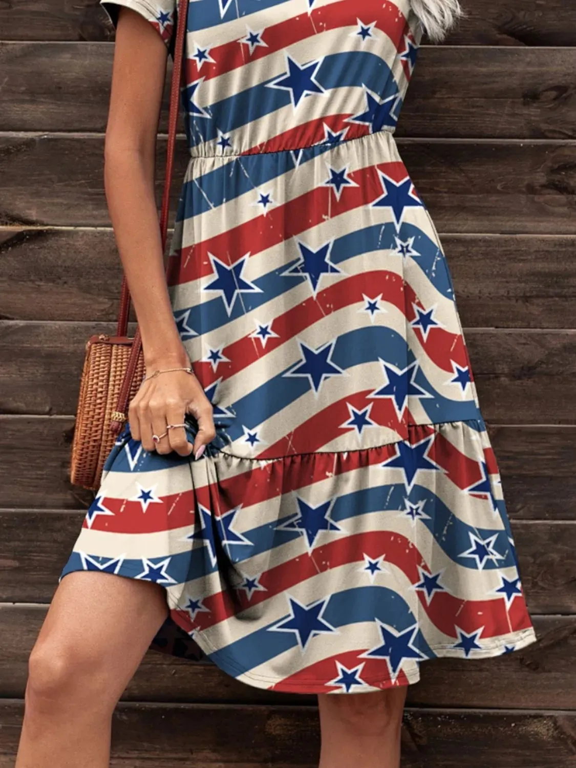 Striped & Star Short Sleeve Mini Tee Dress sold by Charming Charlie product image thumbnail 3