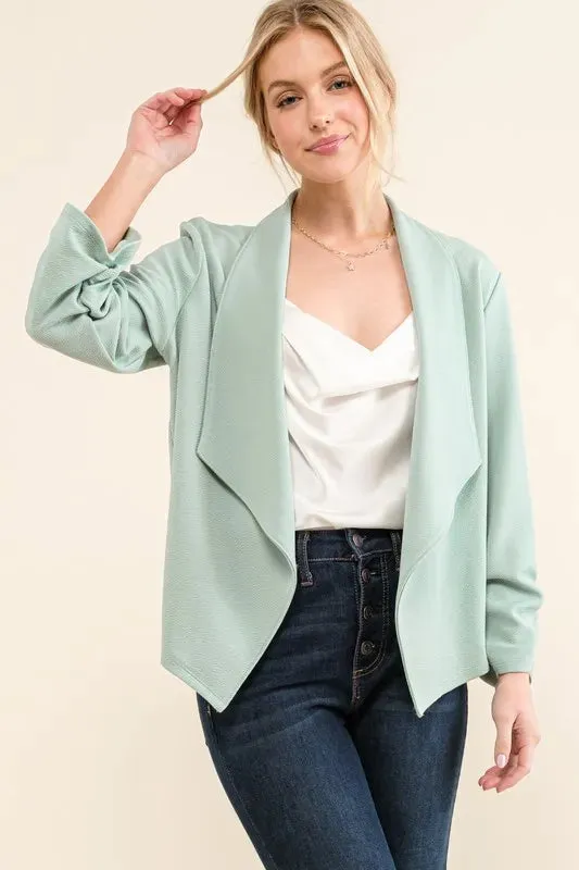 And The Why Stretch Non-Wrinkled Basic Open-Front Blazer sold by Charming Charlie product image thumbnail 3