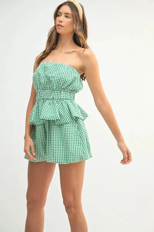 MABLE Gingham Tube Top and Shorts Set sold by Charming Charlie product image thumbnail 4