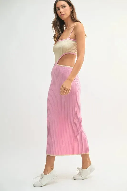 MABLE Ribbed Knit Color Block Cutout Midi Dress sold by Charming Charlie product image thumbnail 4