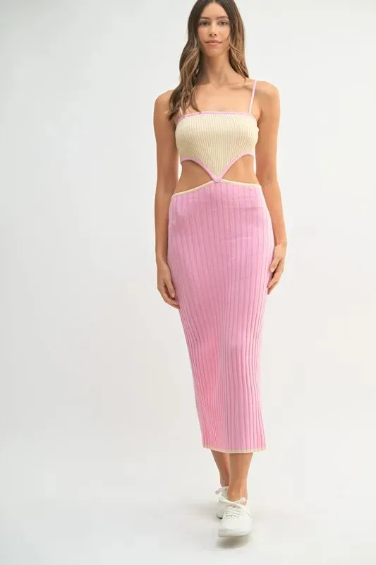 MABLE Ribbed Knit Color Block Cutout Midi Dress sold by Charming Charlie product image thumbnail 2