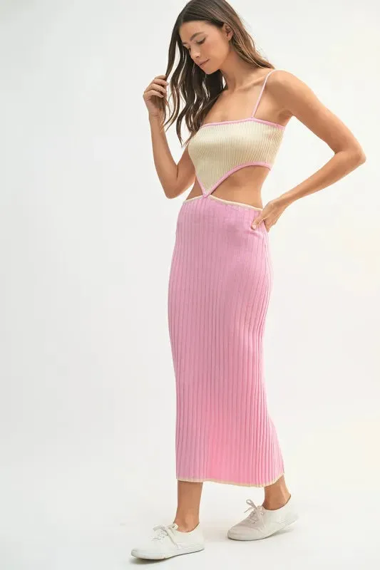 MABLE Ribbed Knit Color Block Cutout Midi Dress sold by Charming Charlie product image thumbnail 3