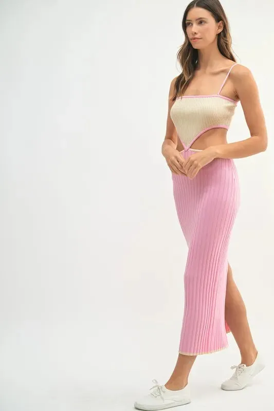 MABLE Ribbed Knit Color Block Cutout Midi Dress sold by Charming Charlie product image thumbnail 5