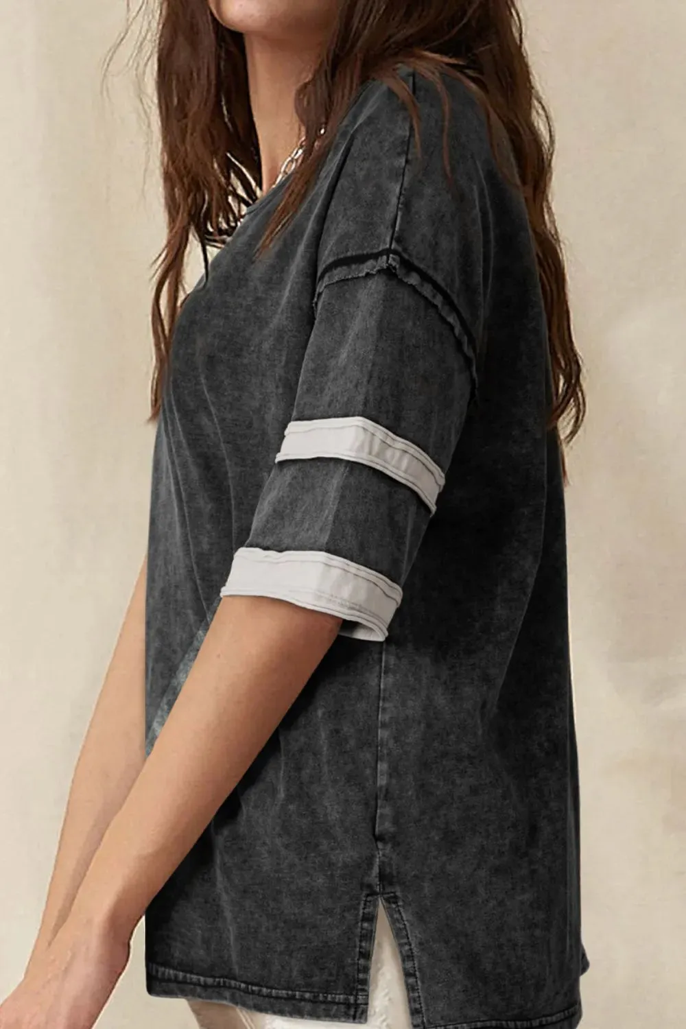 Contrast Round Neck Half Sleeve T-Shirt sold by Charming Charlie product image thumbnail 3