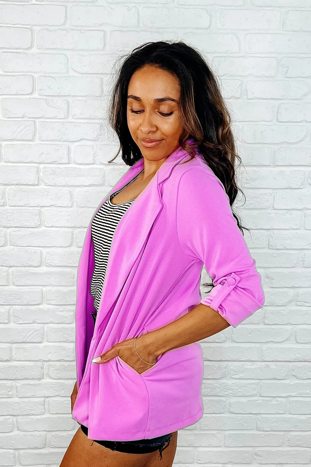 I'm Really That Gal Open Front Blazer in Orchid Glow sold by Charming Charlie product image thumbnail 2