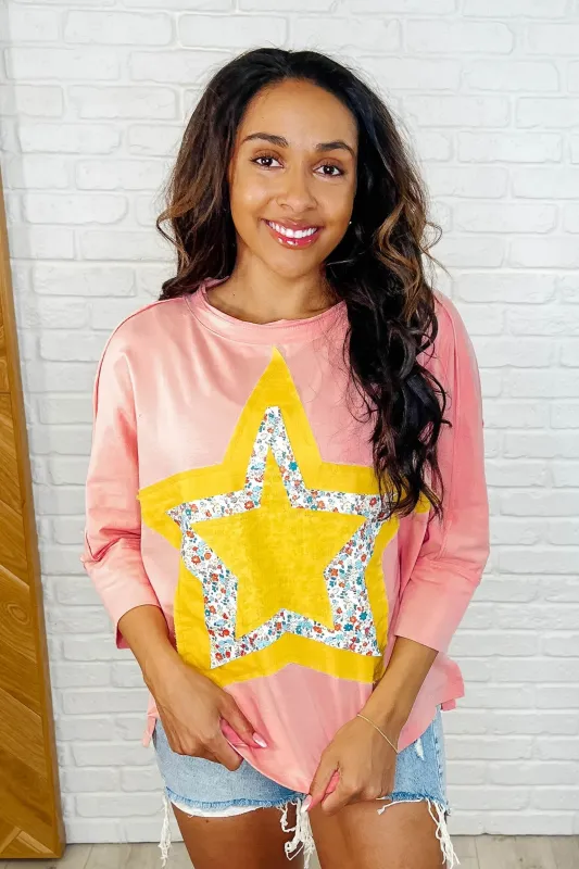 Catch a Star Mixed Print Star Patch Top sold by Charming Charlie