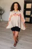Isabel Embroidered Tunic in Mocha sold by Charming Charlie
