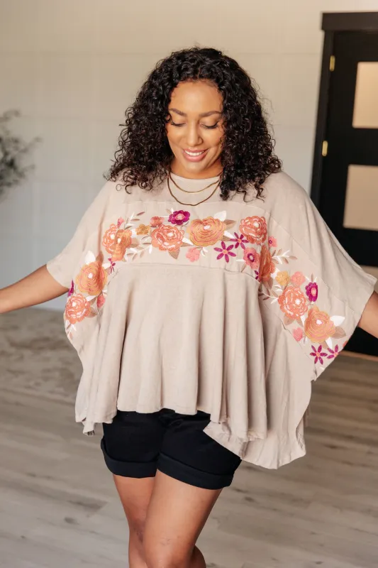 Isabel Embroidered Tunic in Mocha sold by Charming Charlie