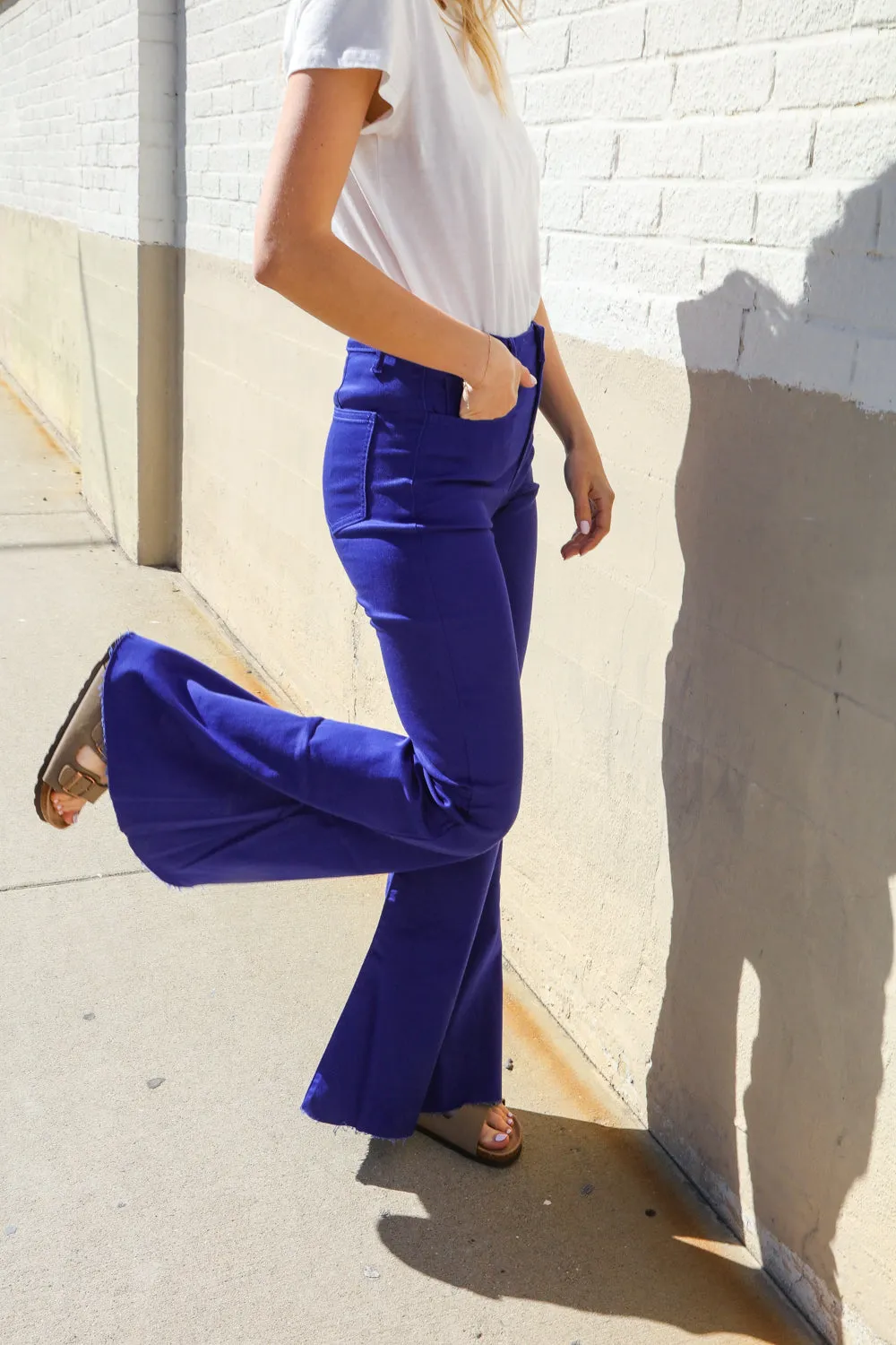 All You Need Sapphire High Waist Flare Leg Denim Jeans sold by Charming Charlie product image thumbnail 4