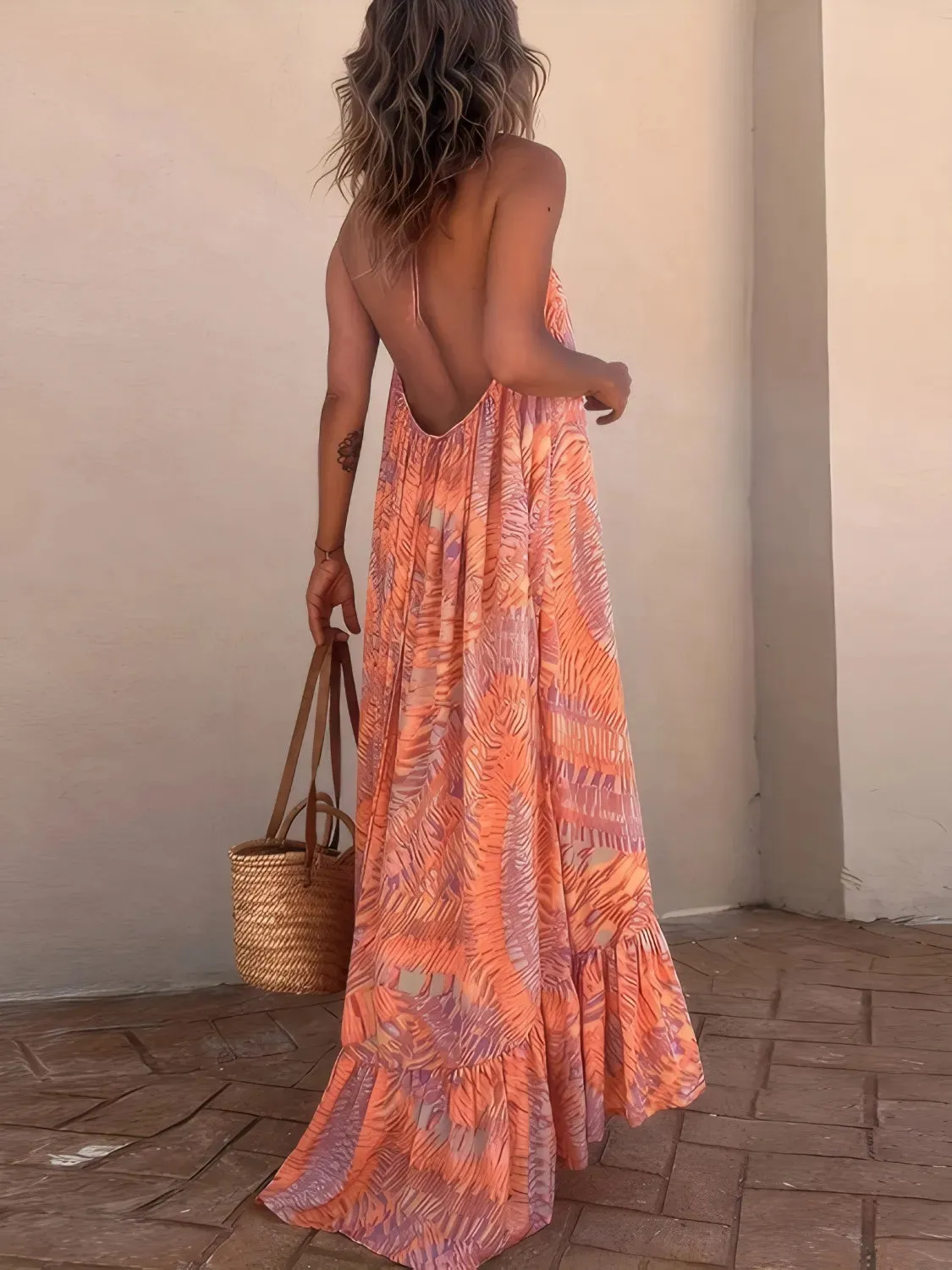 Backless Printed Halter Neck Maxi Cami Dress sold by Charming Charlie product image thumbnail 3