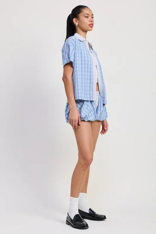 BUBBLE HEM SHORTS WITH ELASTIC WAIST sold by Charming Charlie product image thumbnail 5