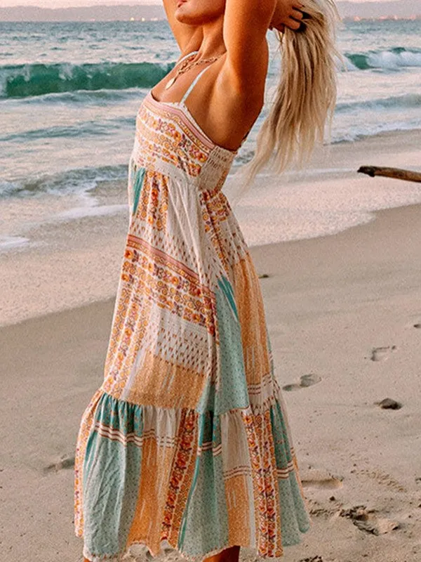 Mint Boho Patchwork Print Square Neck Sundress sold by Charming Charlie
