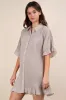 VERY J Pleated Detail Button Down Mini Dress sold by Charming Charlie