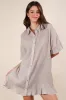 VERY J Pleated Detail Button Down Mini Dress sold by Charming Charlie