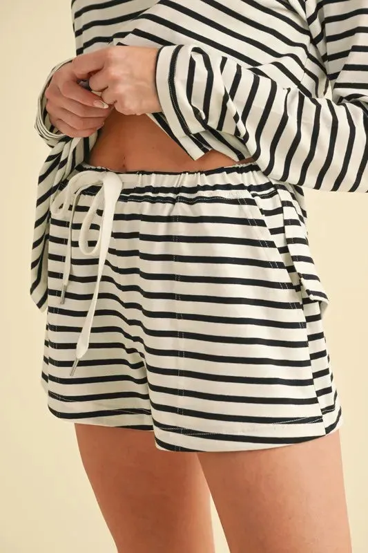 Aemi+Co Drawstring Contrast Striped Shorts sold by Charming Charlie