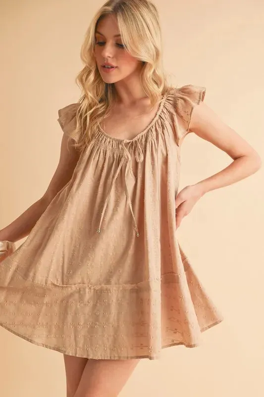 Aemi+Co Ruffled Cap Sleeve Cotton Tunic Mini Dress sold by Charming Charlie