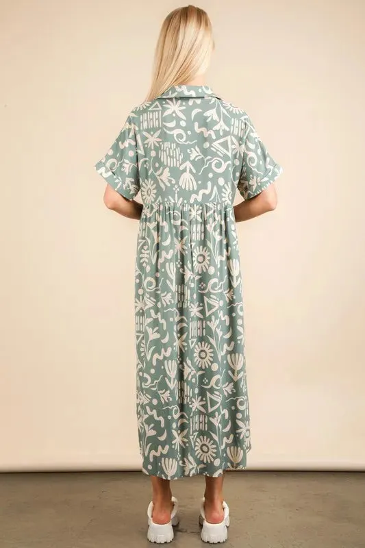 VERY J Oversized Printed Shirt Midi Dress sold by Charming Charlie product image thumbnail 5