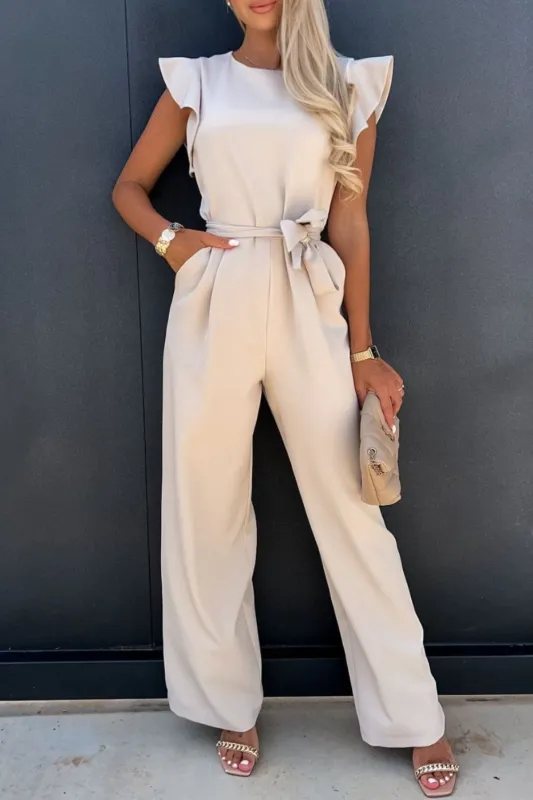 Round Neck Cap Sleeve Jumpsuit sold by Charming Charlie