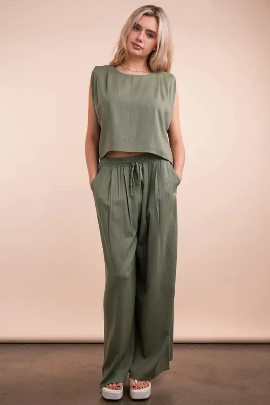 VERY J Solid Woven Top & Pants Set sold by Charming Charlie