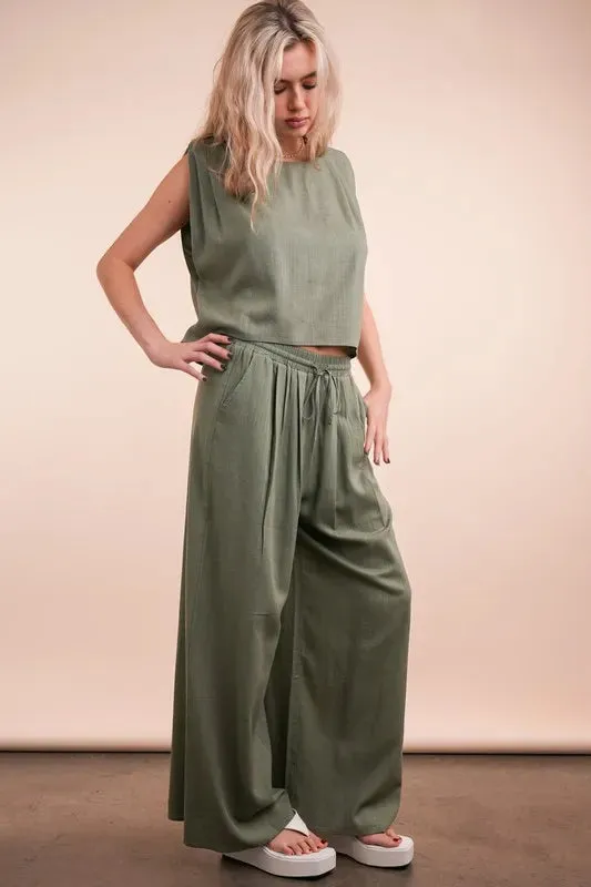 VERY J Solid Woven Top & Pants Set sold by Charming Charlie product image thumbnail 3