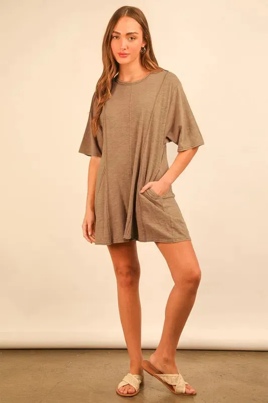 VERY J Mineral Washed Oversized Knit Comfy Romper sold by Charming Charlie