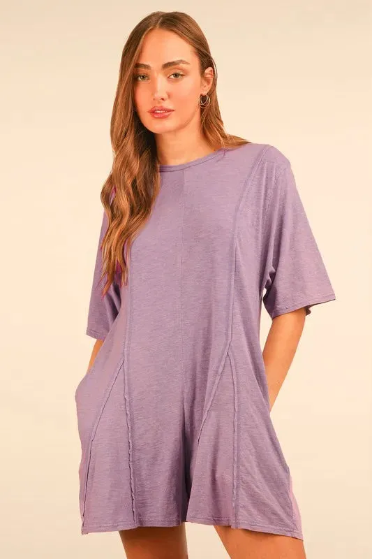 VERY J Mineral Washed Oversized Knit Comfy Romper sold by Charming Charlie