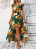 High-Low Printed Cap Sleeve Maxi Dress sold by Charming Charlie